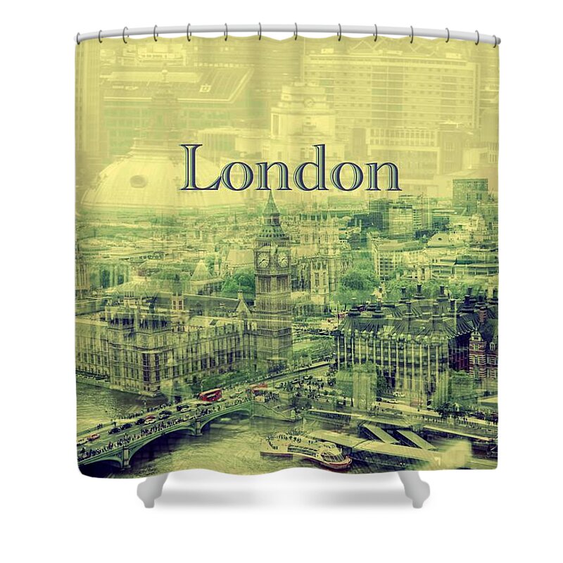 Busy London Overlay Shower Curtain featuring the photograph London Calling You Back by Karen McKenzie McAdoo
