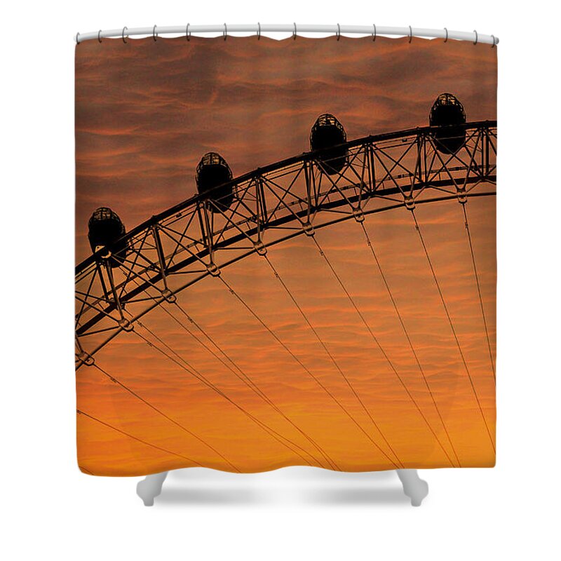 Landscape Shower Curtain featuring the photograph London Eye Sunset by Martin Newman