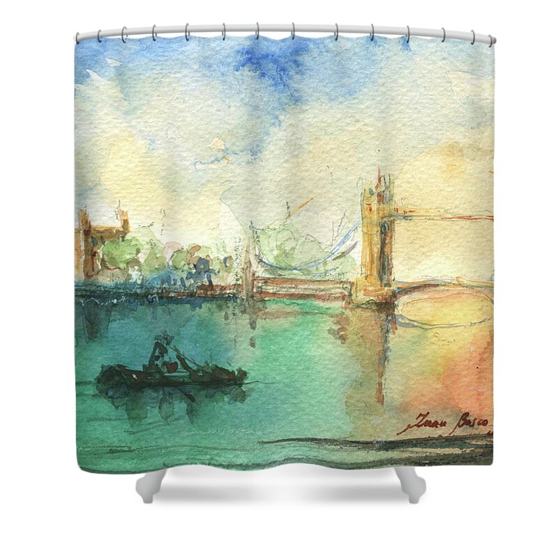London Decor Shower Curtain featuring the painting London by Juan Bosco