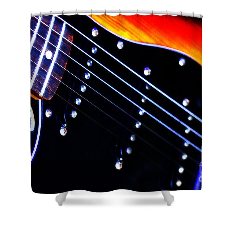 Instrument Shower Curtain featuring the photograph Lone Guitar by Stephen Melia
