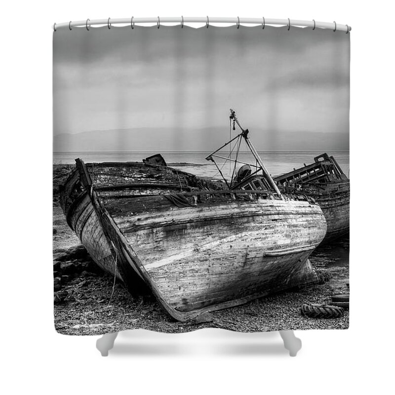 Isle Of Mull Shower Curtain featuring the photograph Lonely fishing boats by Michalakis Ppalis