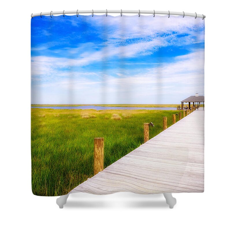 Gulf Of Mexico Shower Curtain featuring the photograph Lonely Pier II by Raul Rodriguez