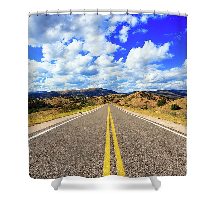 Gila National Forest Shower Curtain featuring the photograph Lonely New Mexico Highway by Raul Rodriguez