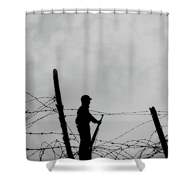 World War Ii Shower Curtain featuring the photograph Lonely Vigil - Oahu Hawaii 1945 by Mountain Dreams