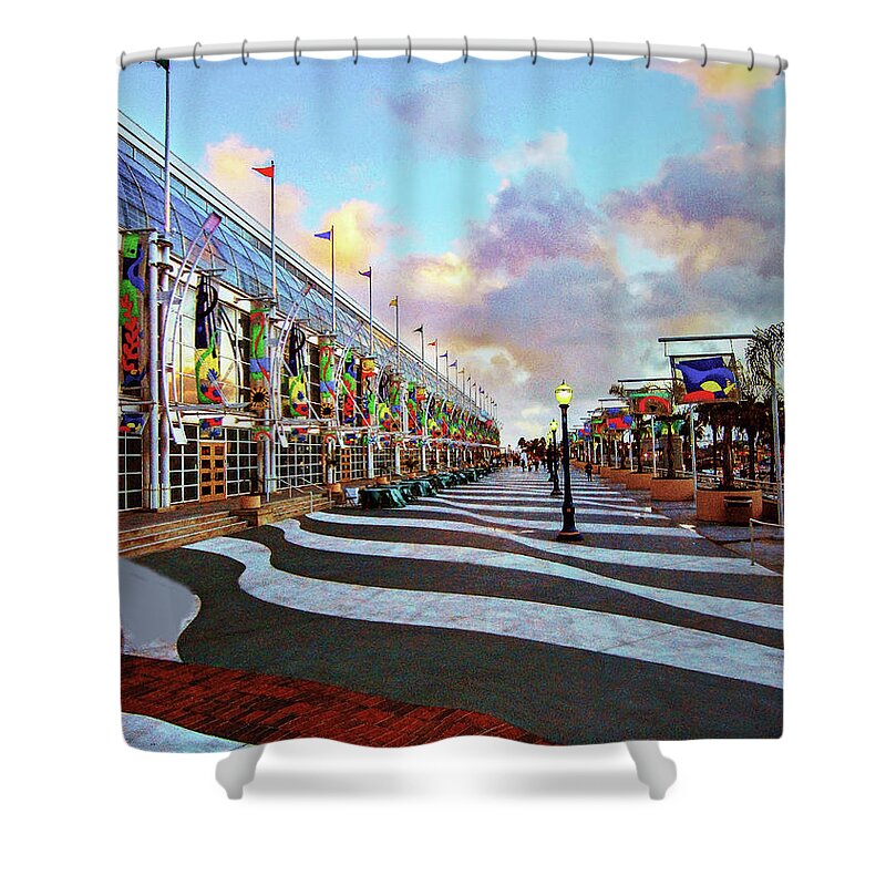 Travel Shower Curtain featuring the photograph Long Beach Convention Center by Joseph Hollingsworth
