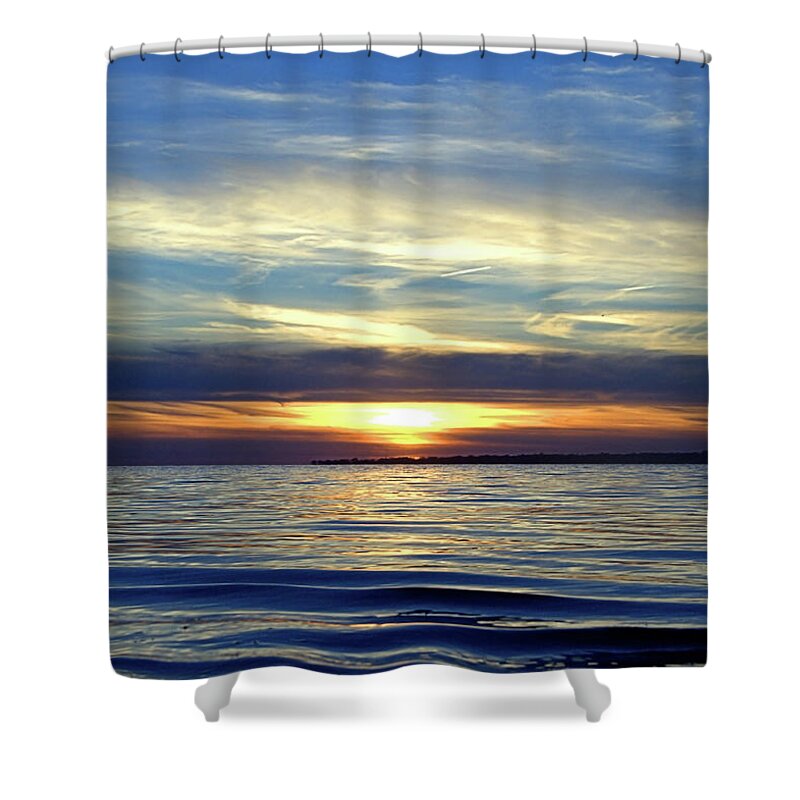 Seas Shower Curtain featuring the photograph Long Island Sunset by Newwwman