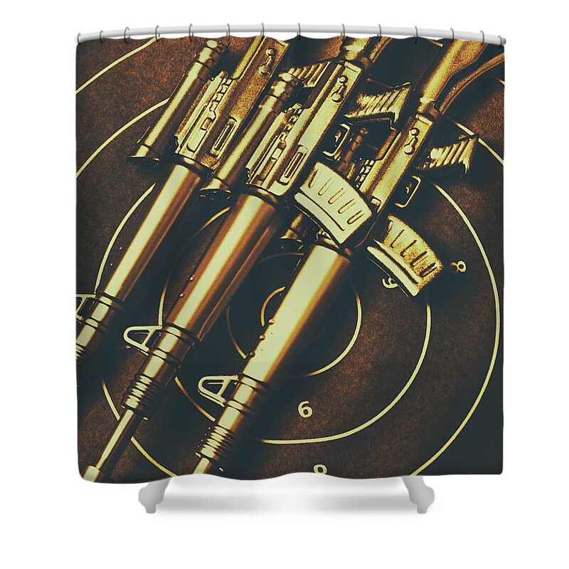 Weaponry Shower Curtain featuring the photograph Long range tactical rifles by Jorgo Photography