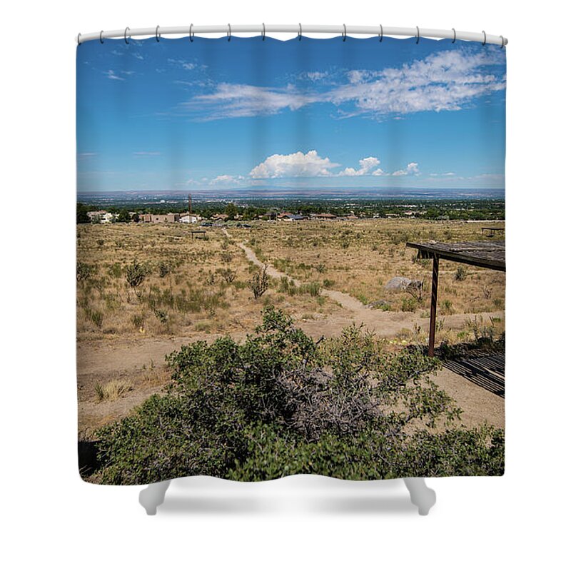 Long Way To Mt Taylor Shower Curtain featuring the photograph Long Way to Mt Taylor by Tom Cochran