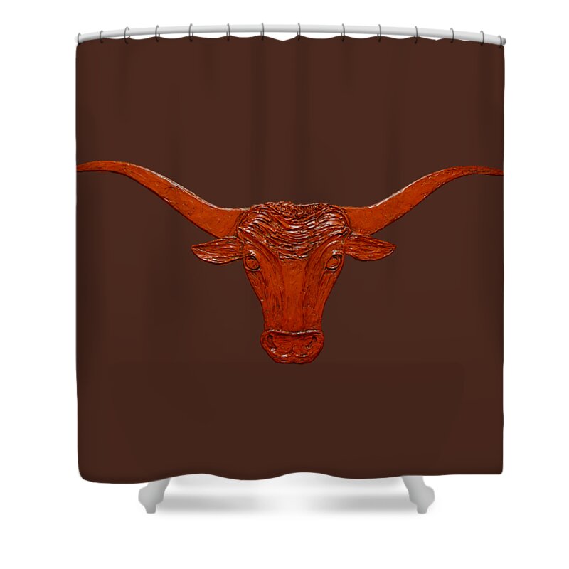 Sandy Dusek Texas Artist Shower Curtain featuring the painting Longhorn 2 by Sandy Dusek