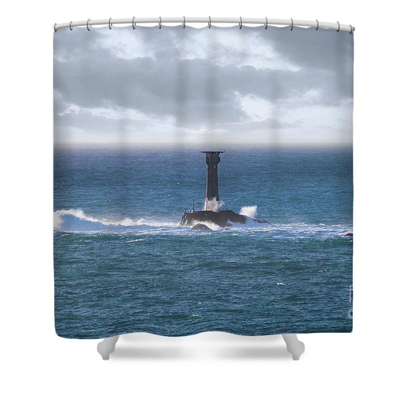 Lands End Shower Curtain featuring the photograph Longships Splash by Terri Waters