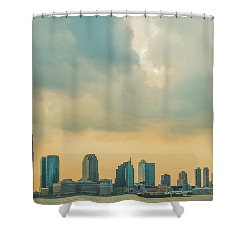Battery Park City Shower Curtain featuring the photograph Looking at New Jersey by Theodore Jones