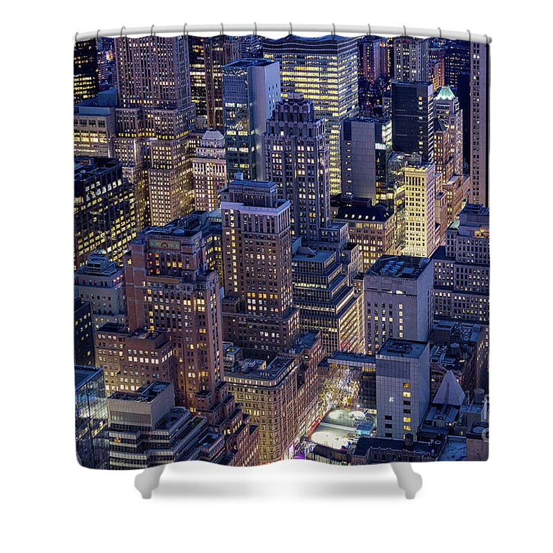 Aerial Shower Curtain featuring the photograph Looking Down from Top of the Rock by Jerry Fornarotto