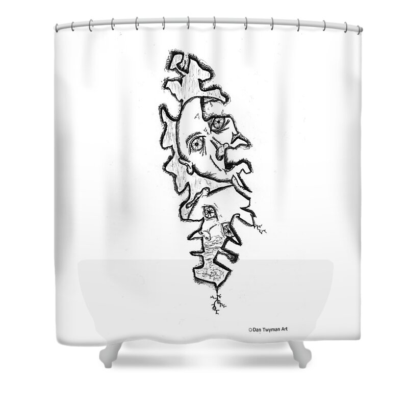 Faces Shower Curtain featuring the drawing Looking In by Dan Twyman