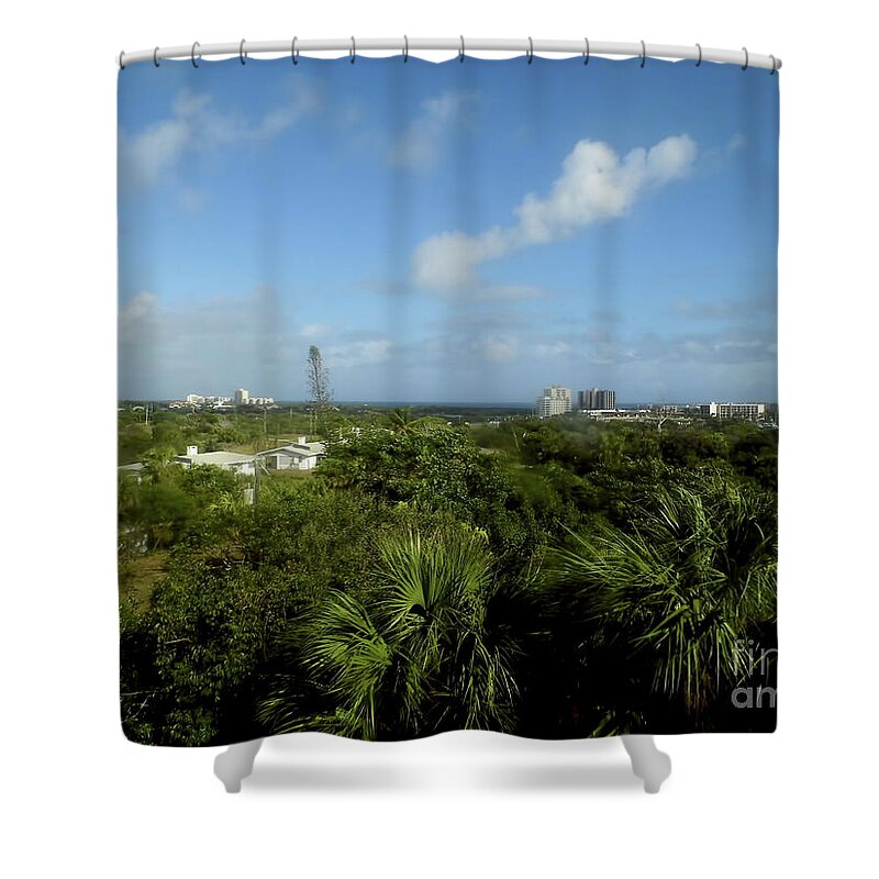 Jupiter Shower Curtain featuring the photograph Looking Out The Jupiter Lighthouse Window by D Hackett