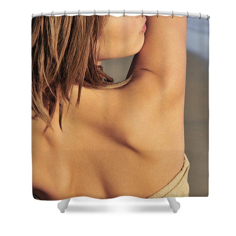 Glamour Photographs Shower Curtain featuring the photograph Looking over by Robert WK Clark