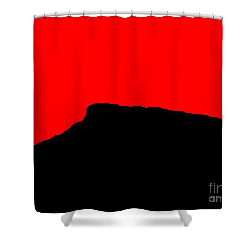 Mountain Abstract Red Black Shower Curtain featuring the painting Lookout Mountain Abstract by James and Donna Daugherty