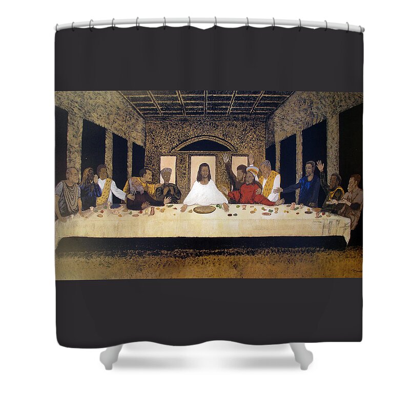 Religion Shower Curtain featuring the painting Lord Supper by Lee McCormick