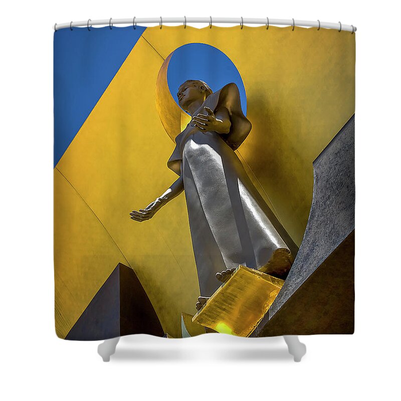 Endre Shower Curtain featuring the photograph Los Angeles Cathedral Virgin by Endre Balogh