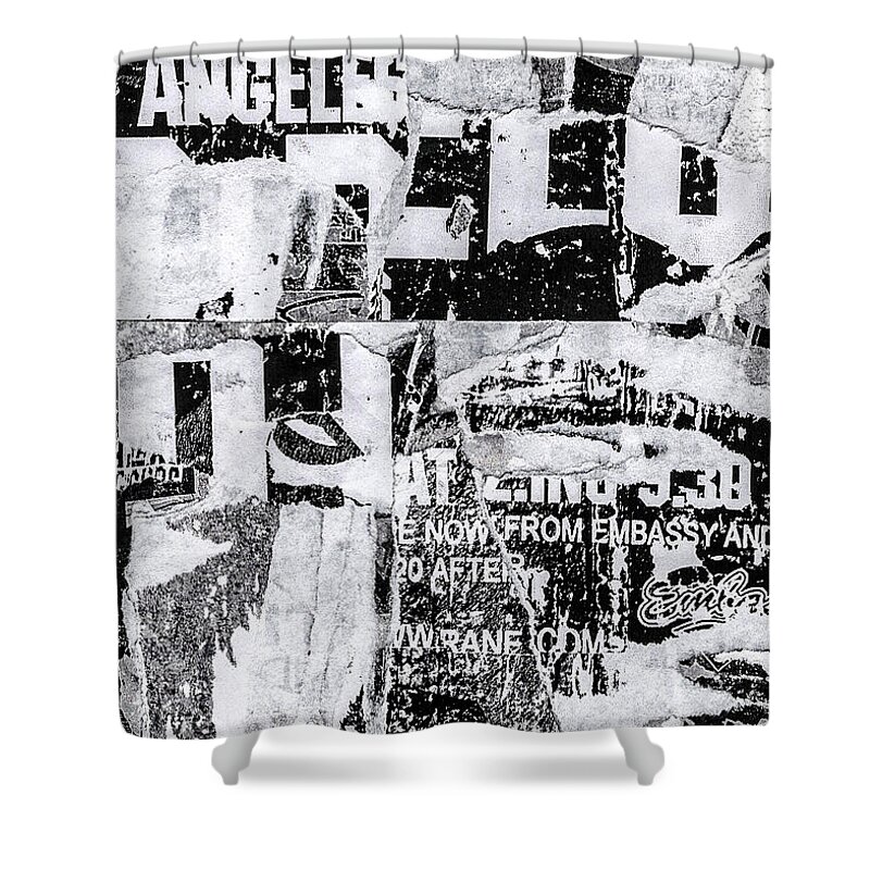Collage Shower Curtain featuring the mixed media Los Angeles by Roseanne Jones