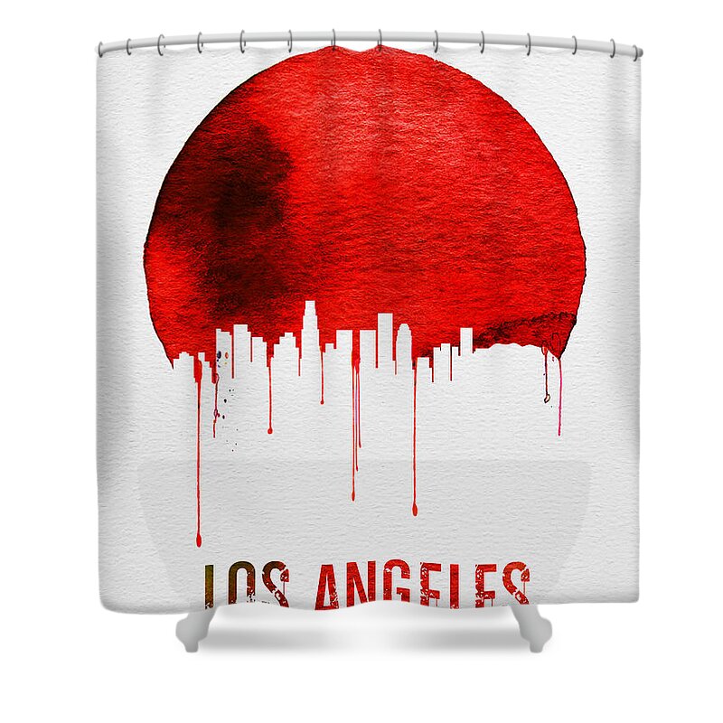 Los Angeles Shower Curtain featuring the painting Los Angeles Skyline Red by Naxart Studio