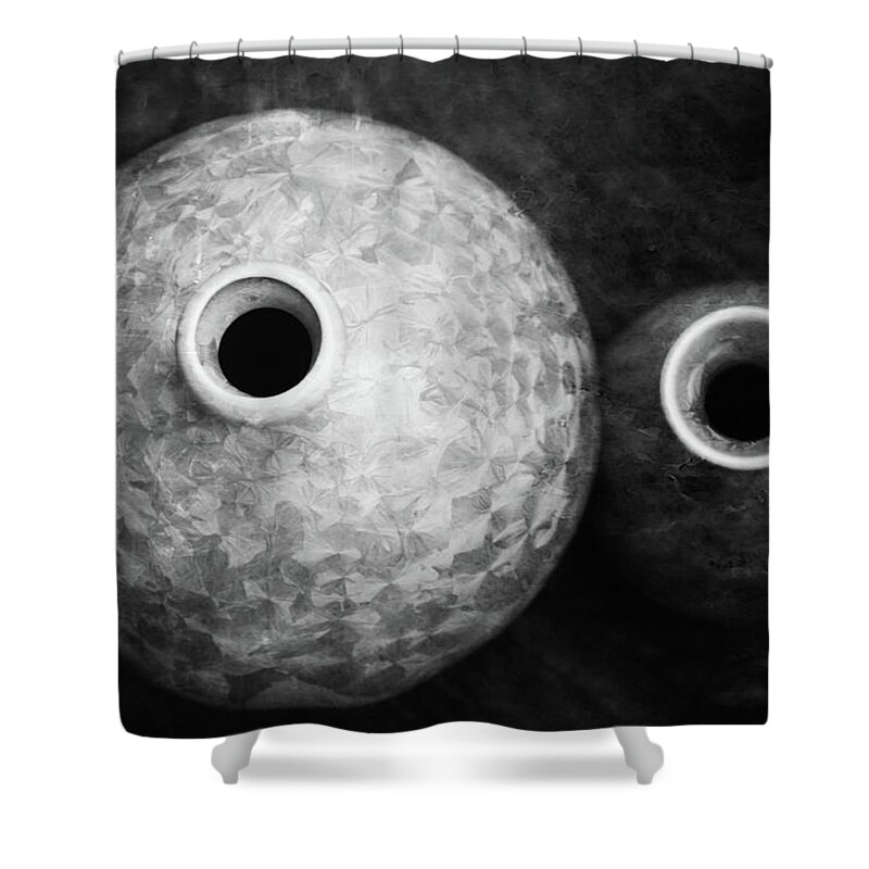Lost Shower Curtain featuring the photograph Lost Crystal Glaze Vessels 1761 BW_2 by Steven Ward