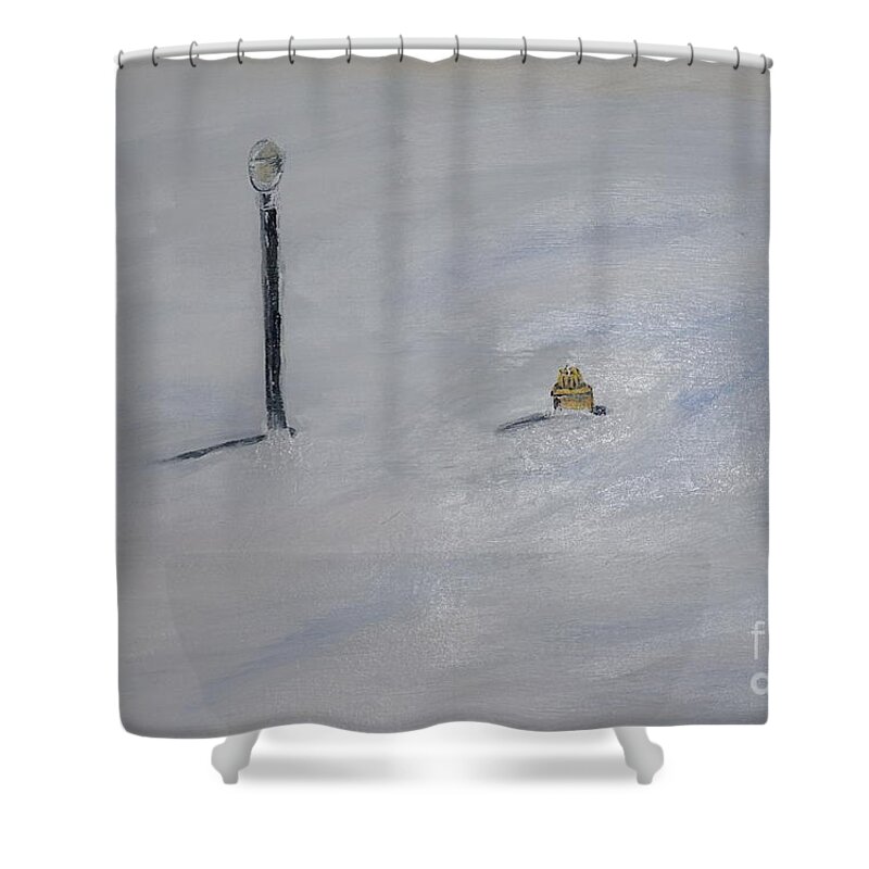 Landscape Shower Curtain featuring the painting Lost Fire Hydrant by Jimmy Clark