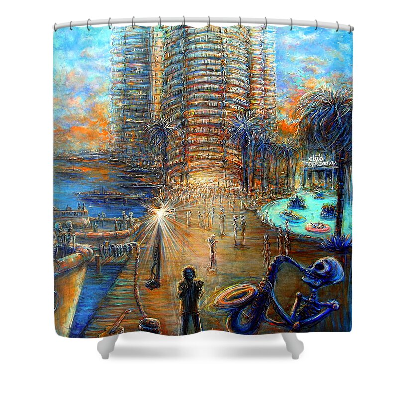 Miami Shower Curtain featuring the painting Lost in Miami by Heather Calderon