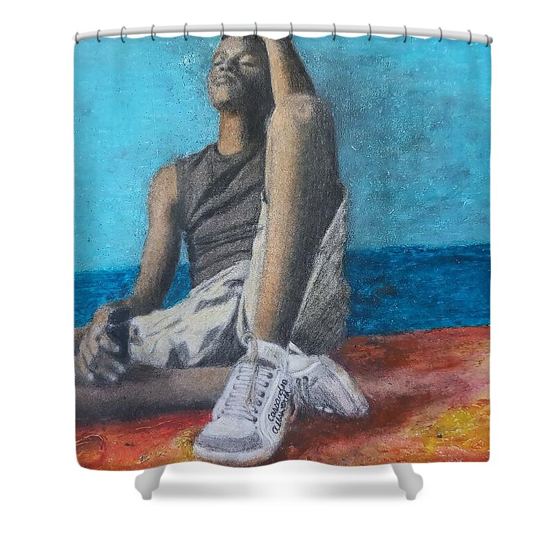 Human Figure Shower Curtain featuring the drawing Lost Oasis by Cassy Allsworth
