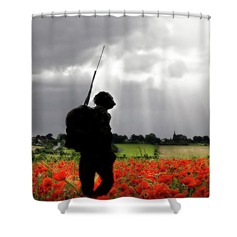 Soldier Shower Curtain featuring the digital art Lost Soldier by Airpower Art