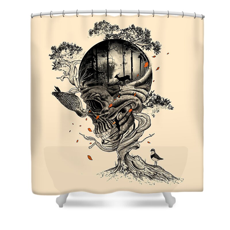 Skull Shower Curtain featuring the digital art Lost Translation by Nicebleed 