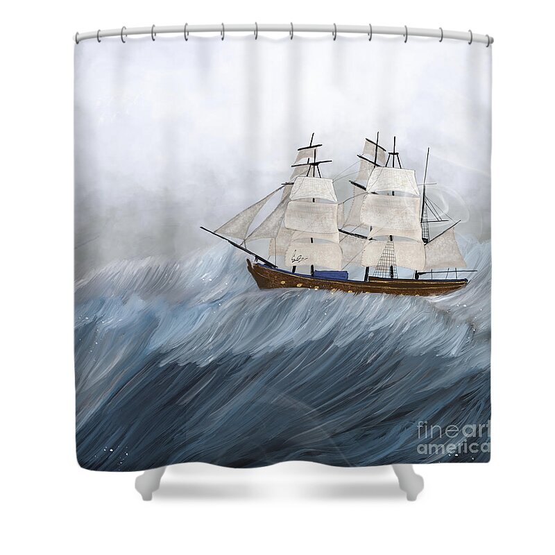 Tall Ships Shower Curtain featuring the painting Lost Without You by Bri Buckley