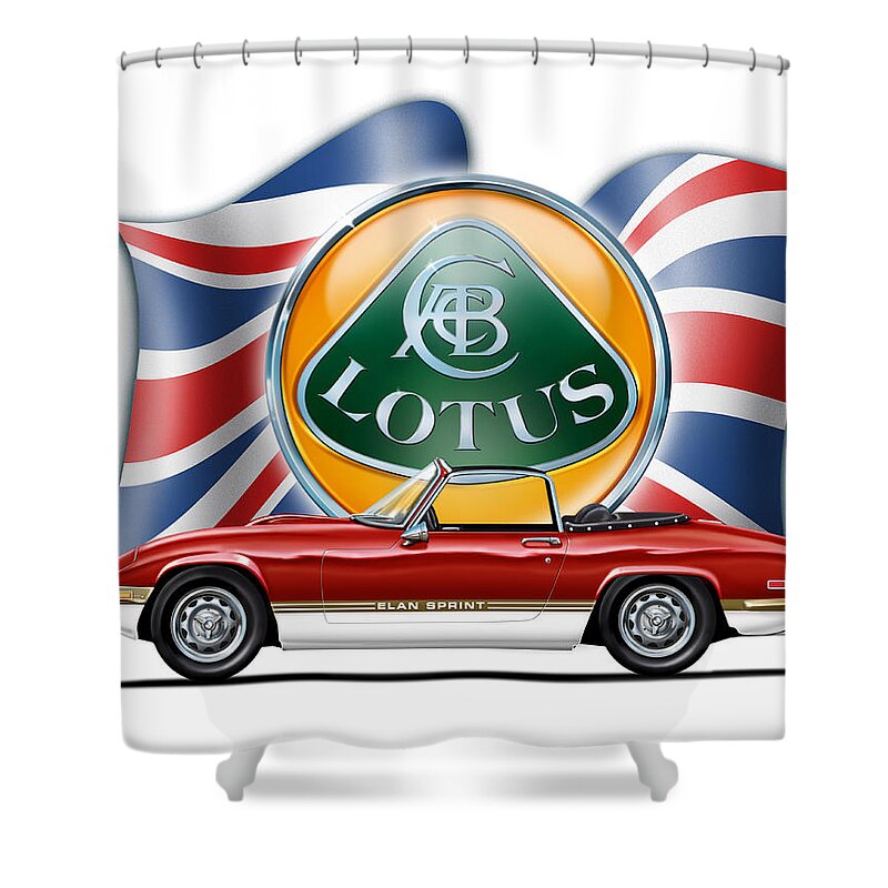 Lotus Shower Curtain featuring the digital art Lotus Elan Sprint Red by David Kyte