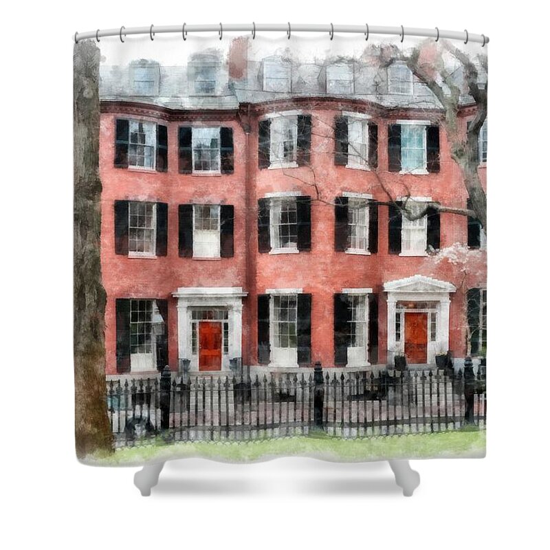 Boston Shower Curtain featuring the photograph Louisburg Square Beacon Hill Boston by Edward Fielding