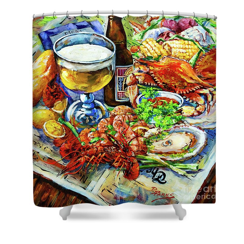 New Orleans Food Shower Curtain featuring the painting Louisiana 4 Seasons by Dianne Parks