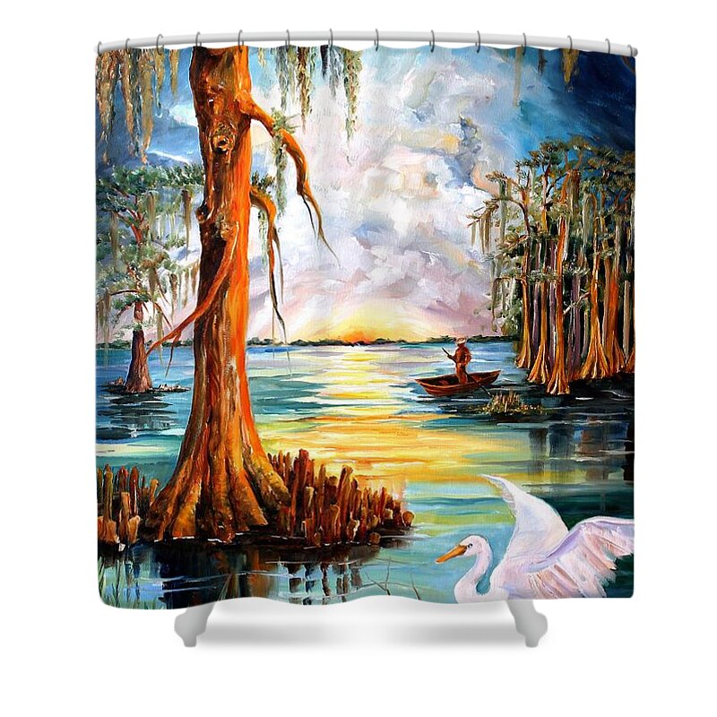 Louisiana Shower Curtain featuring the painting Louisiana Bayou by Diane Millsap