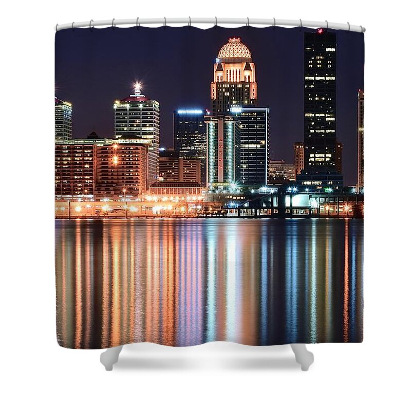 Louisville Shower Curtain featuring the photograph Louisville After Dark by Frozen in Time Fine Art Photography