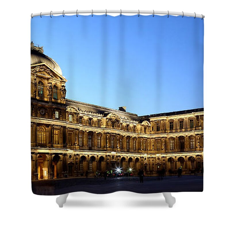 Louvre Shower Curtain featuring the photograph Louvre At Night 1 by Andrew Fare