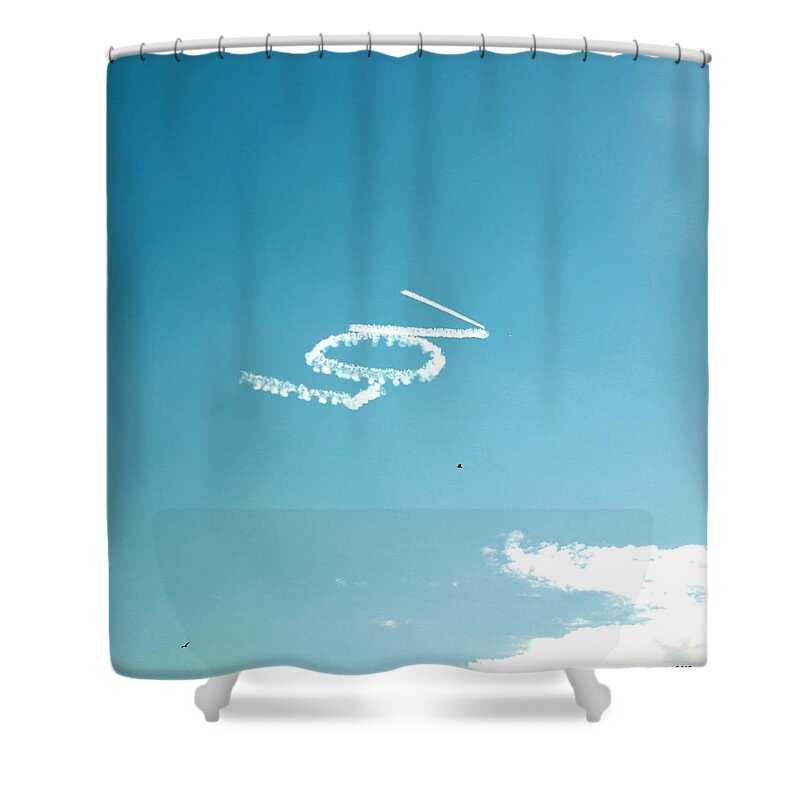 All Products Shower Curtain featuring the photograph LOV In The Air by Lorna Maza