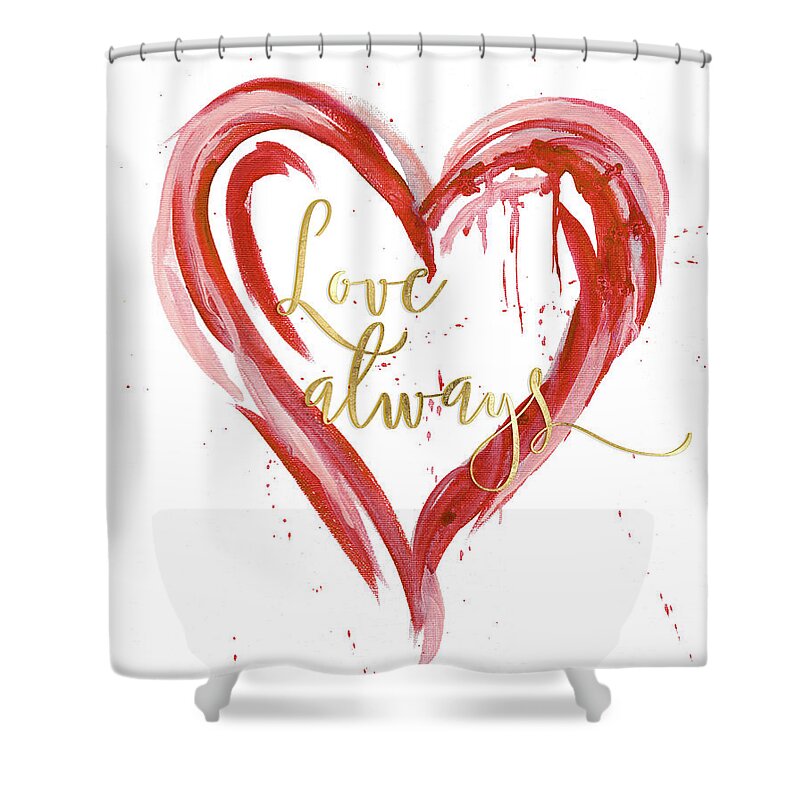 Love Shower Curtain featuring the painting Love Always Modern Heart w Gold by Audrey Jeanne Roberts