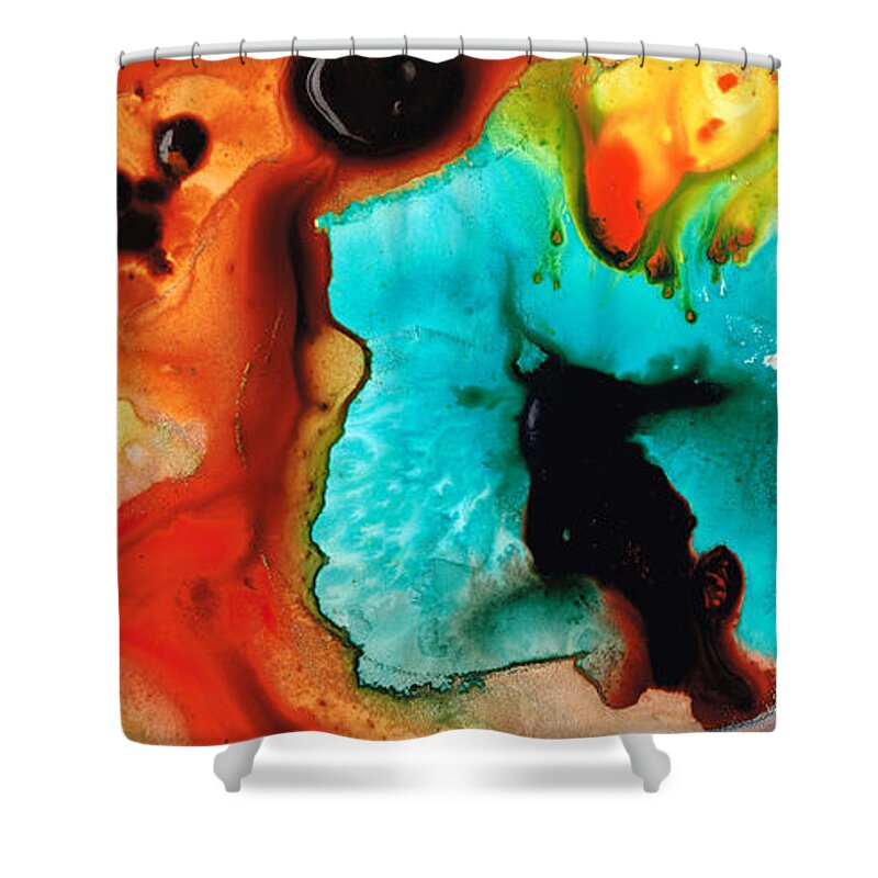 Abstract Art Shower Curtain featuring the painting Love And Approval by Sharon Cummings