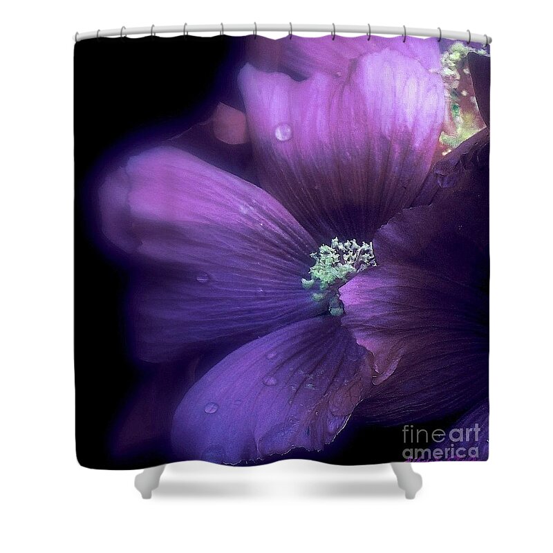 Purple Shower Curtain featuring the mixed media Love by Elfriede Fulda