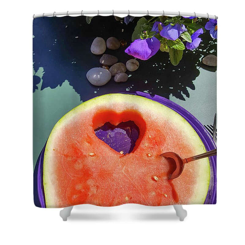 Heart Shower Curtain featuring the photograph Love In Watermelon by Lynn Hansen