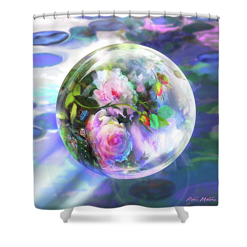  Roses Shower Curtain featuring the digital art Love is all Around by Robin Moline
