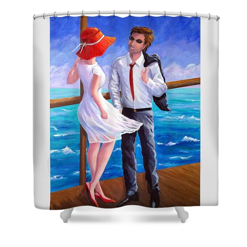 Romance Shower Curtain featuring the painting Love is in the Air by Rosie Sherman