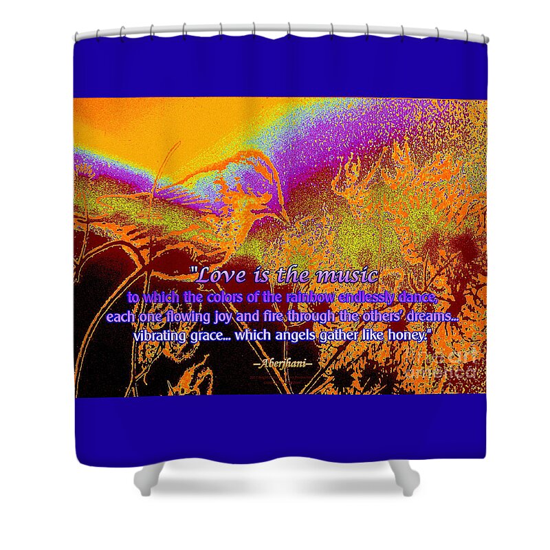 Rainbows Shower Curtain featuring the digital art Love is the Music by Aberjhani