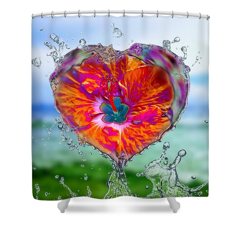 Love Shower Curtain featuring the digital art Love Makes A Splash by Rachel Hannah