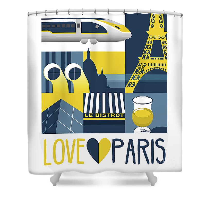 Love Shower Curtain featuring the digital art Love Paris by Claire Huntley