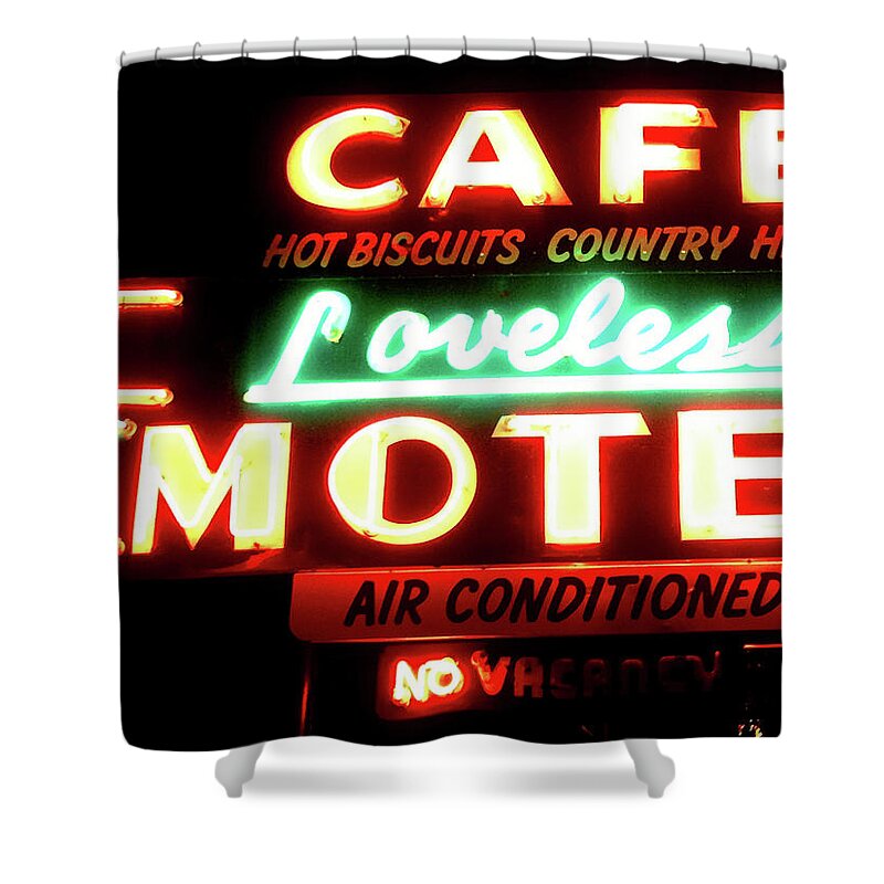 Nashville Shower Curtain featuring the mixed media Loveless Cafe- Art by Linda Woods by Linda Woods
