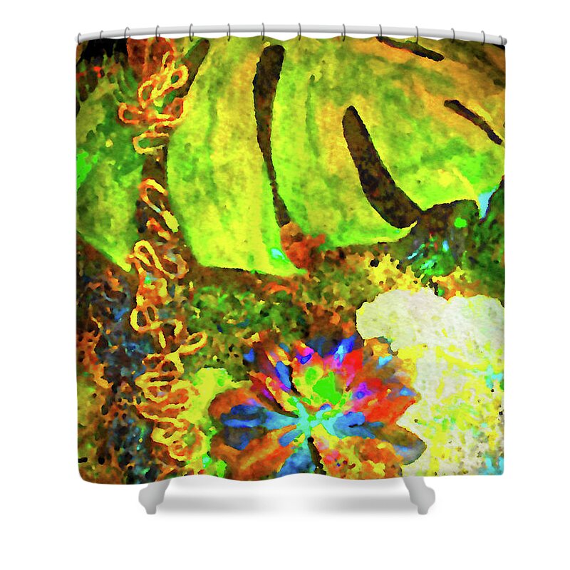 Green Shower Curtain featuring the painting Lovely Leaves by Joan Reese