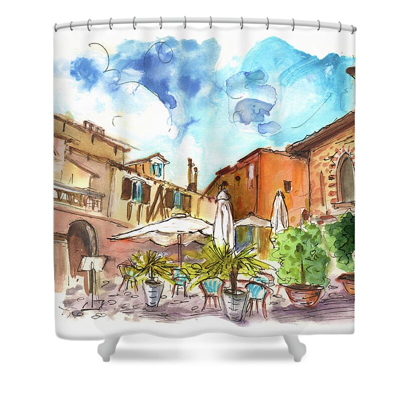 Travel Shower Curtain featuring the painting Lovely Street Cafe In Albi by Miki De Goodaboom